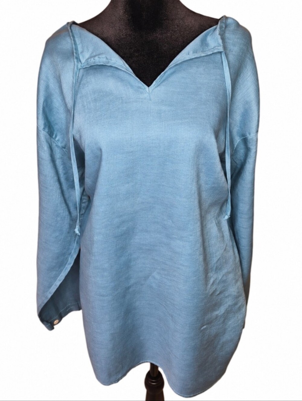 J.Crew Blue 100% Linen Split-Neck Tunic Top – Women’s Large